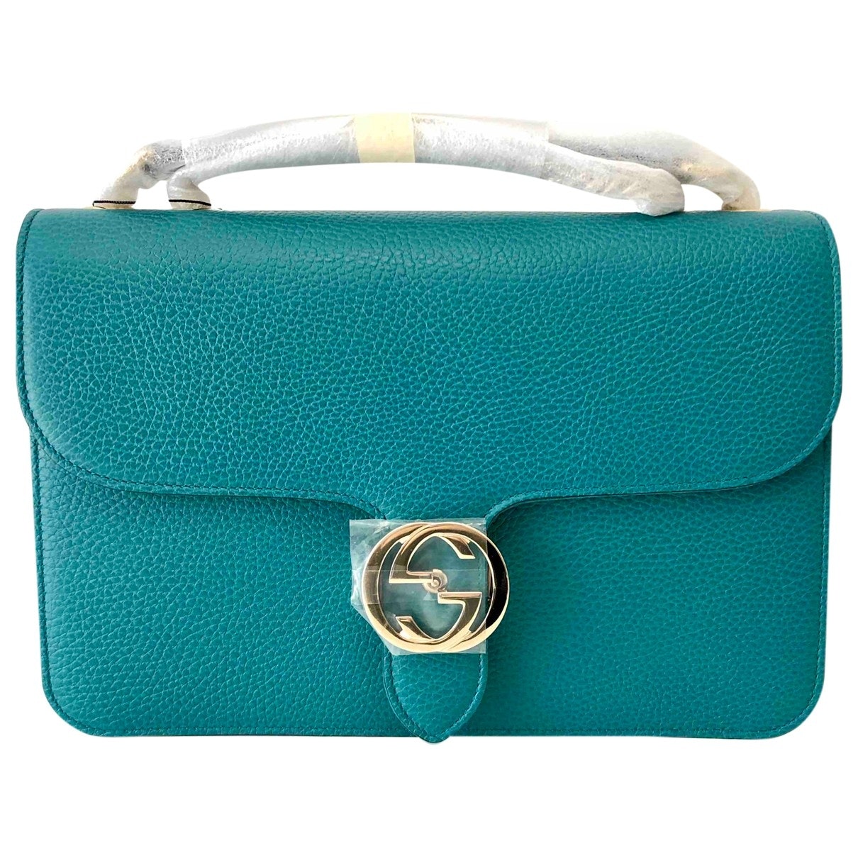 Gucci interlocking turquoise leather handbag