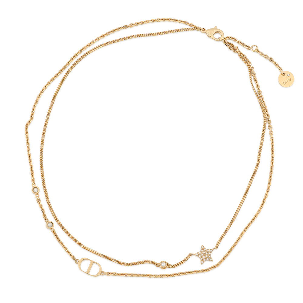 Dior Jewelry Petit CD Double NecklaceN1155PMTCY D301 Plated Rhinestone Gold