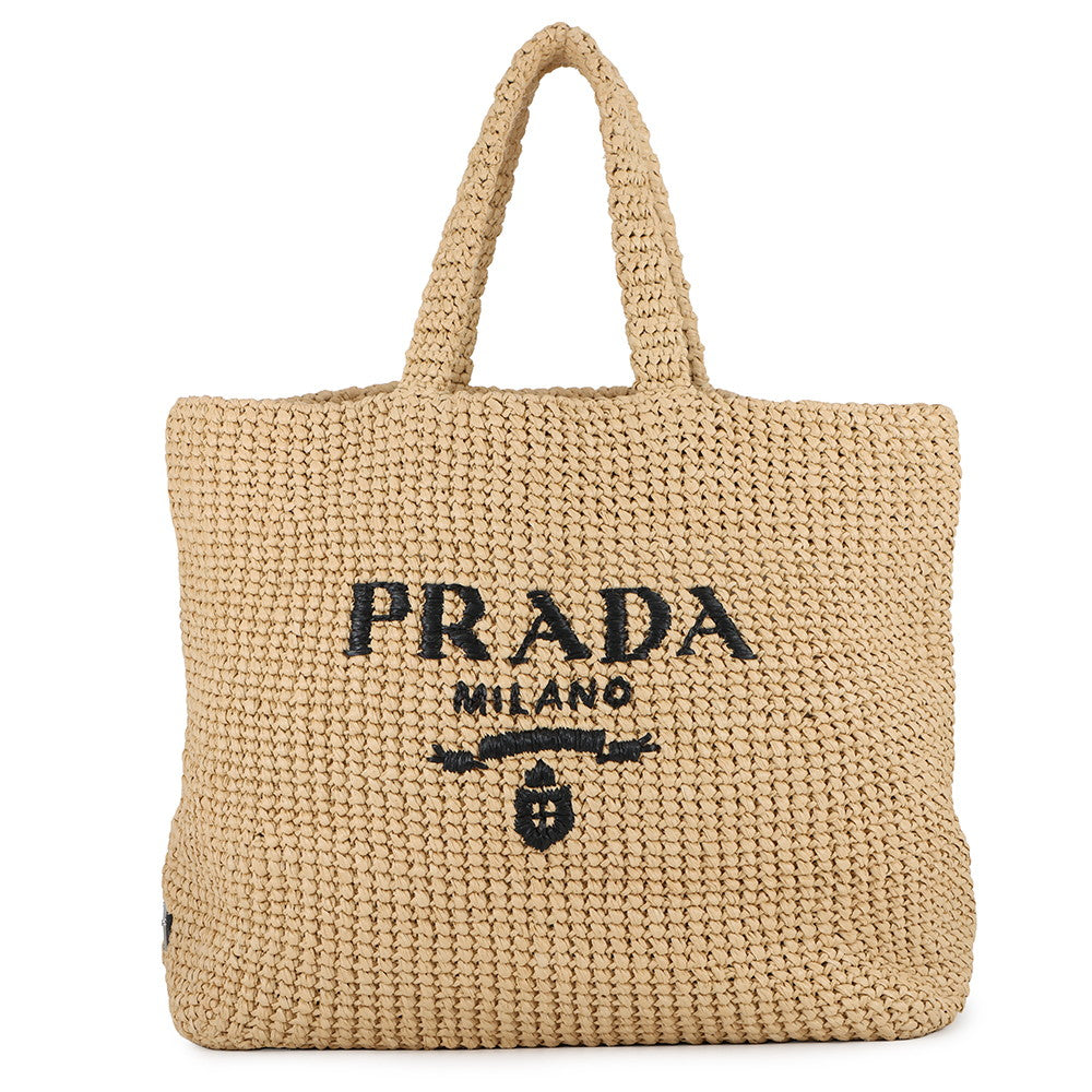 Prada Tote Bag Crochet Natural1BG392 Viscose