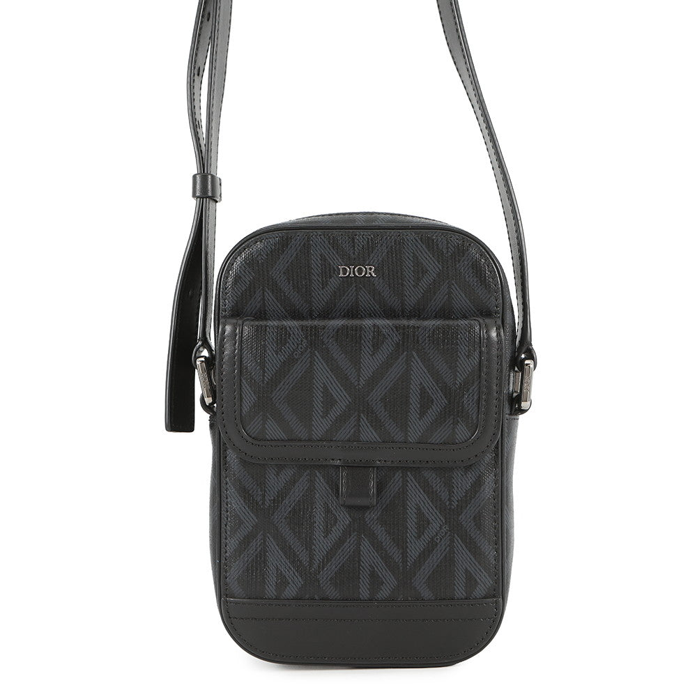 Dior Shoulder Bag CD Diamond Hit the Road Vertical Leather Black