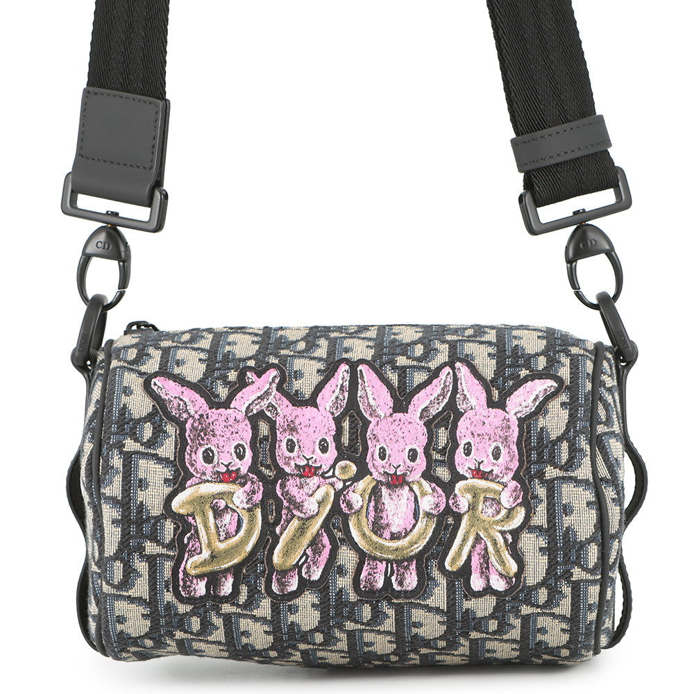 Dior Shoulder Bag Oblique Roller Rabbit Kids BeigeM9916SNHO M884 Leather Canvas Black