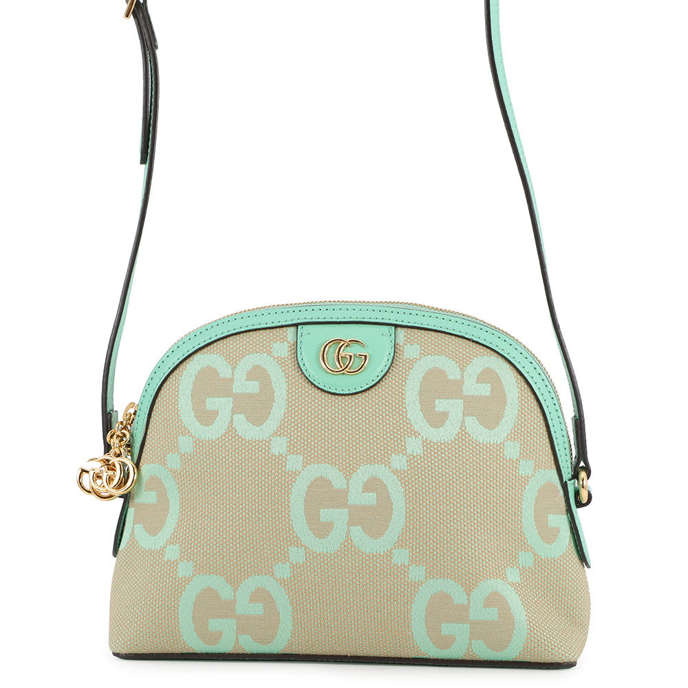 GUCCI Jumbo GG Ophidia Shoulder Bag Mint Green/Beige499621 Leather Canvas