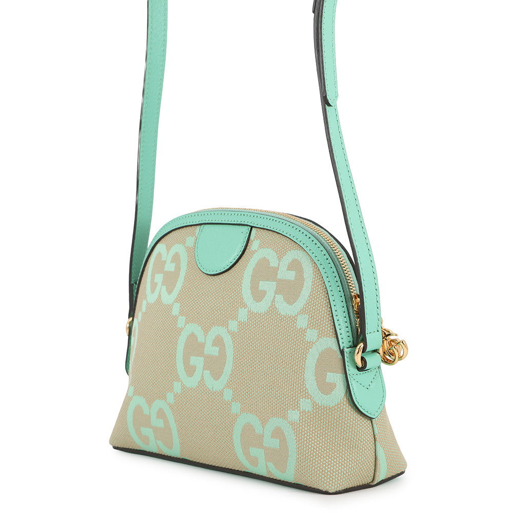 GUCCI Jumbo GG Ophidia Shoulder Bag Mint Green/Beige499621 Leather Canvas