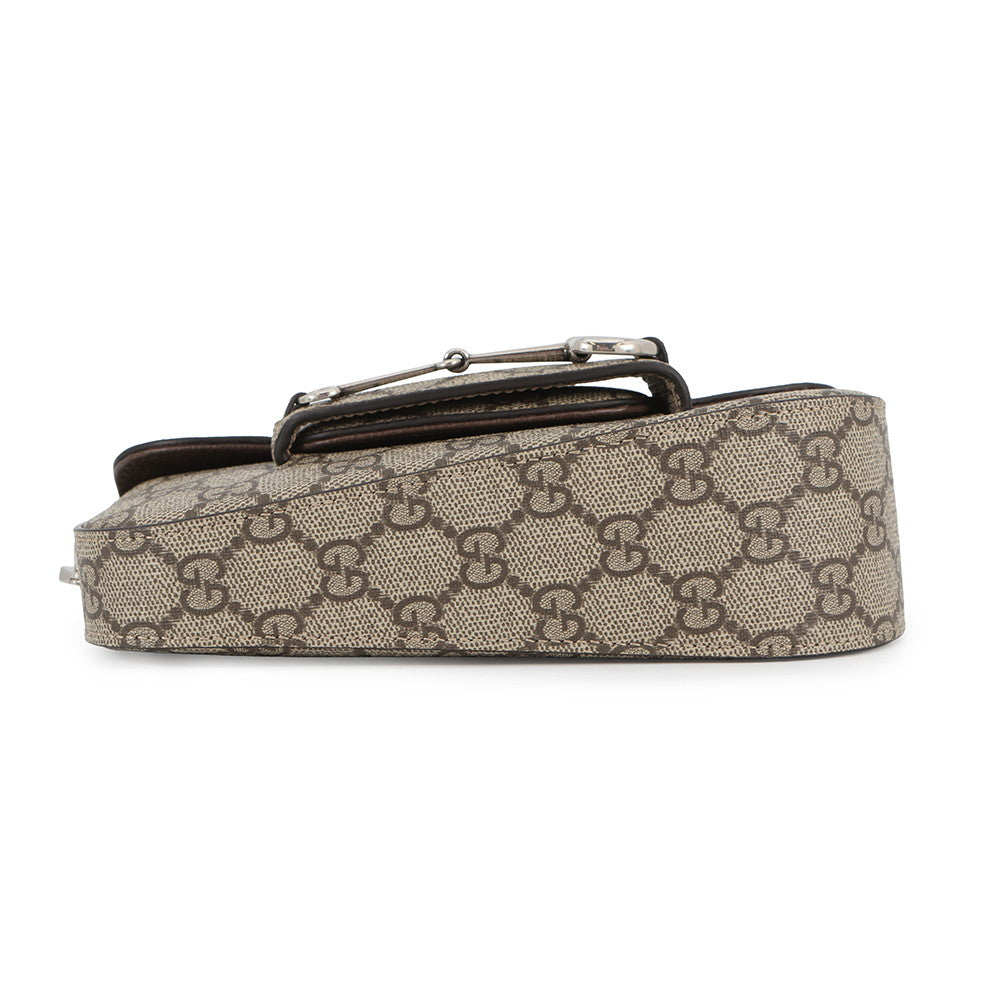 GUCCI Horsebit 1955 GG Supreme Shoulder Bag Beige/Brown774209 PVC Leather Size Mini