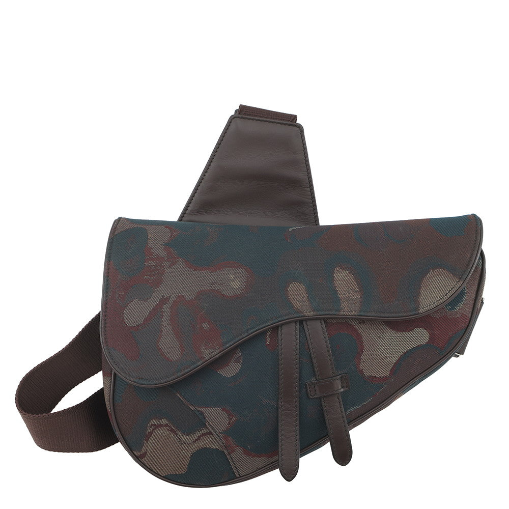Dior Crossbody Bag Peter Doyck collaboration camouflage saddlebag Leather Canvas Brown
