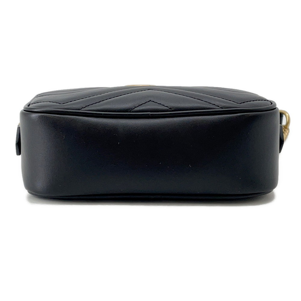GUCCI GG Marmont Mini Shoulder Bag Black/Beige448065 Leather Size Mini