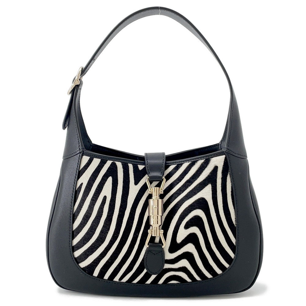 GUCCI Jackie1961 Animal Paint 2-Way Shoulder Bag Black820415 Leather Calf Hair Size Medium
