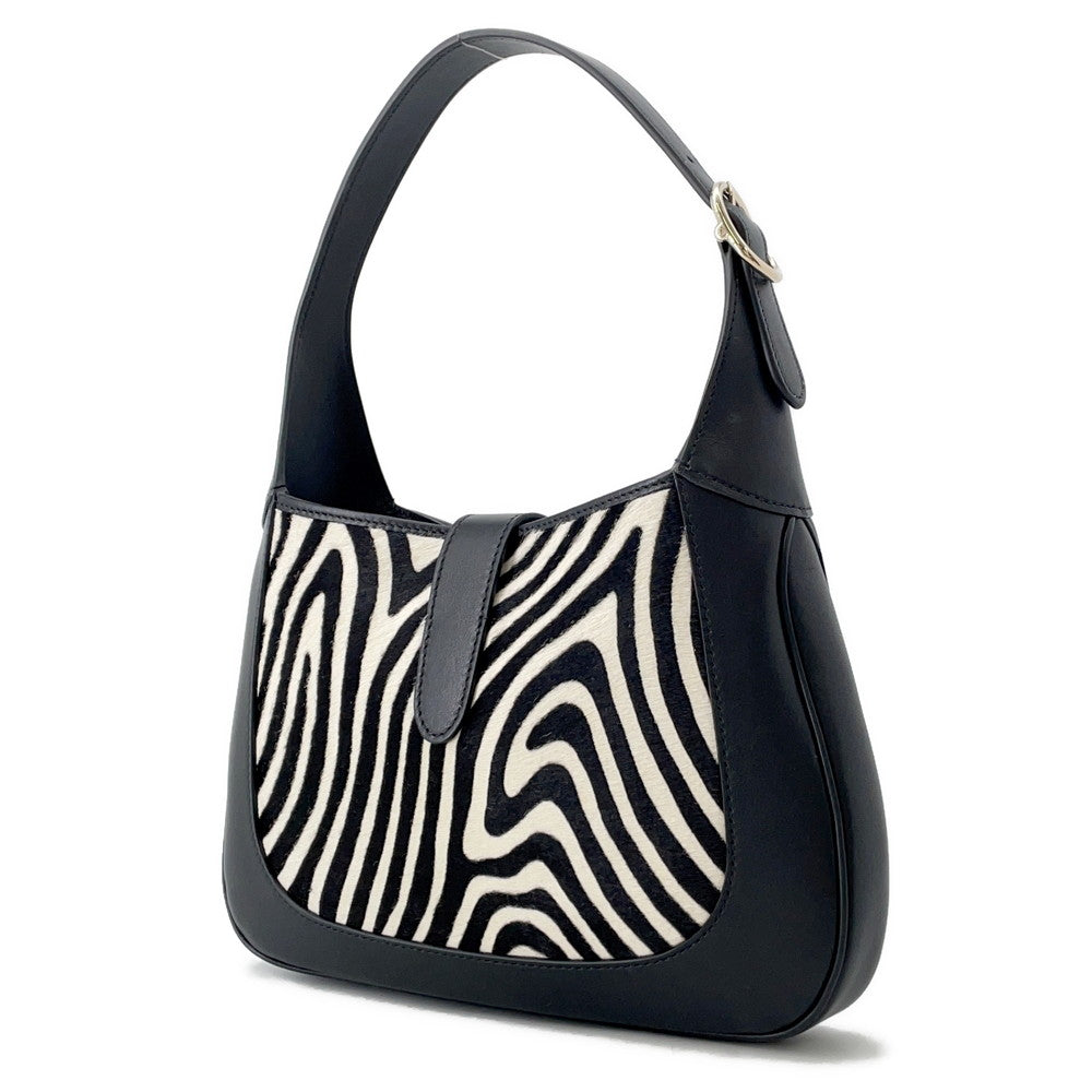 GUCCI Jackie1961 Animal Paint 2-Way Shoulder Bag Black820415 Leather Calf Hair Size Medium