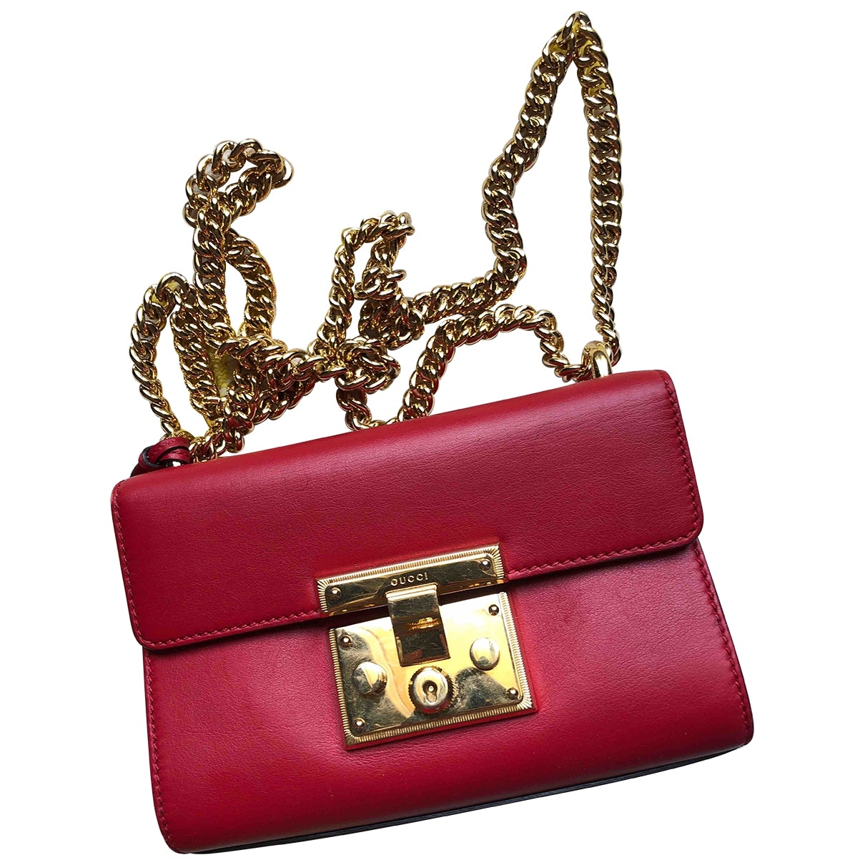 Gucci padlock red leather handbag