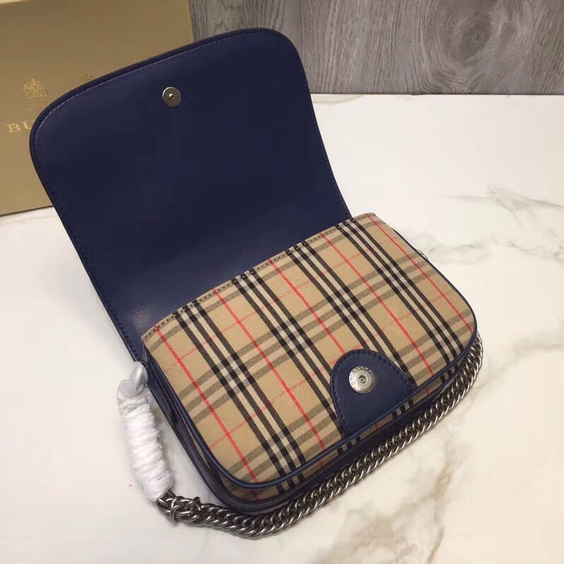 Top Quality Check Linike Bag For Women Black Travel Bag 9In23Cm 7166