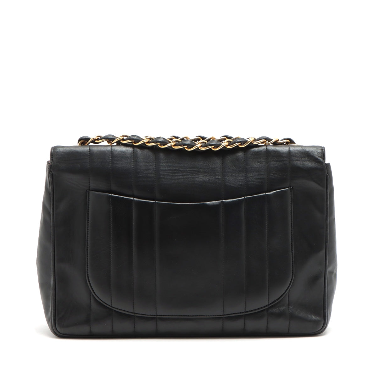 Chanel Deca Mademoiselle Single Flap Double Chain Black Gold 1ST Jewelry