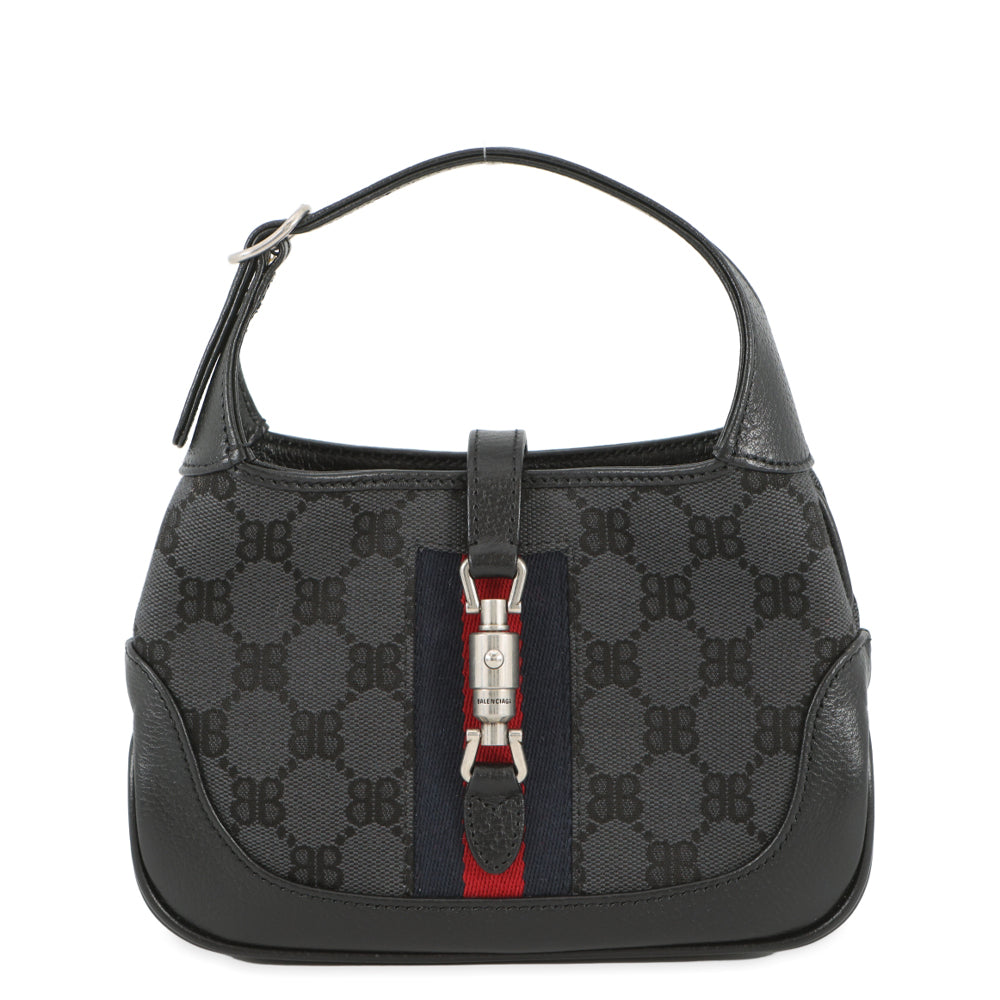 BALENCIAGA GUCCI x BALENCIAGA The Hacker Project Jackie1961 Shoulder Bag Black680132 Canvas Leather Size Mini