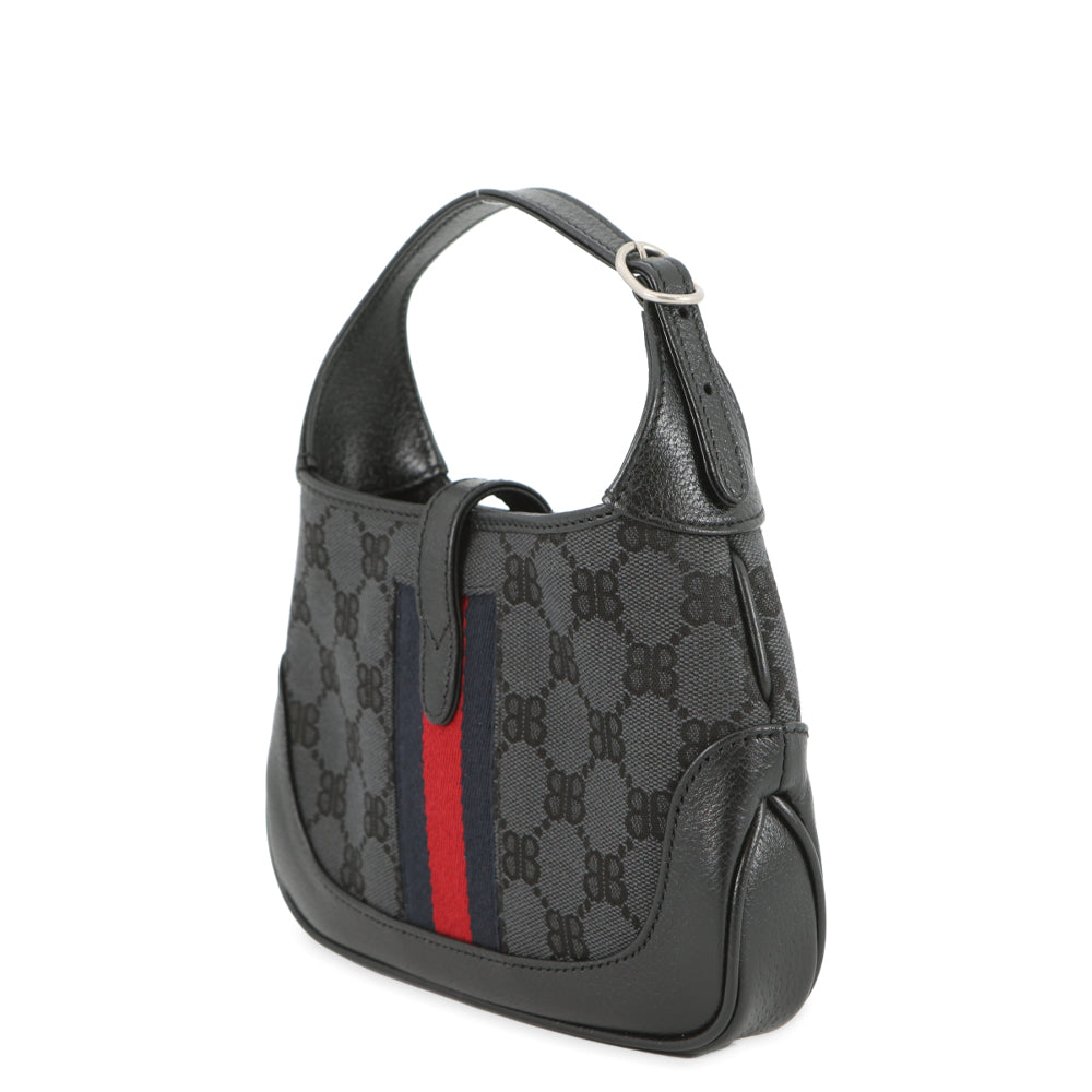 BALENCIAGA GUCCI x BALENCIAGA The Hacker Project Jackie1961 Shoulder Bag Black680132 Canvas Leather Size Mini