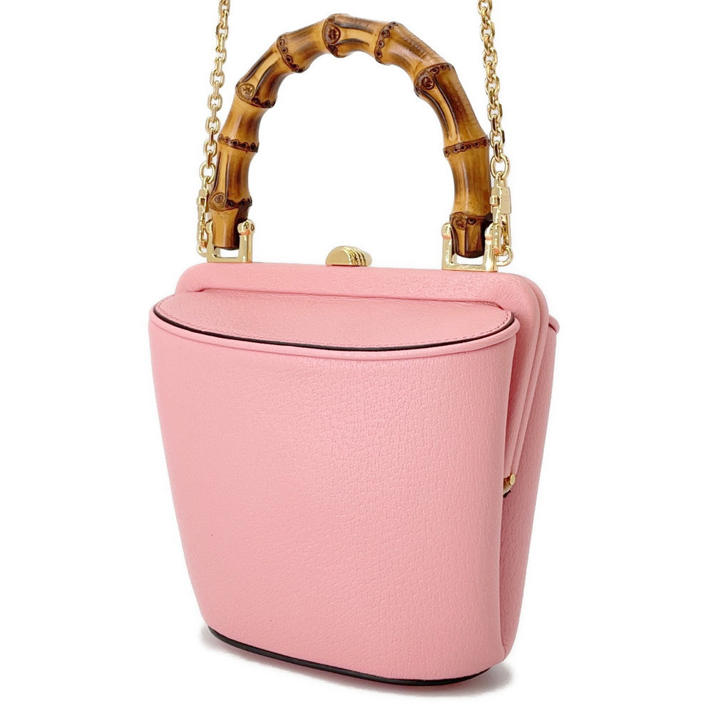 GUCCI Bamboo Bucket 2-Way Shoulder Bag Pink616436 Leather Size Mini