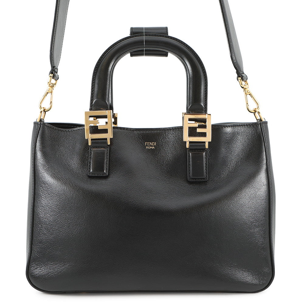 Fendi FF Tote Bag Black8BH367 Leather Small