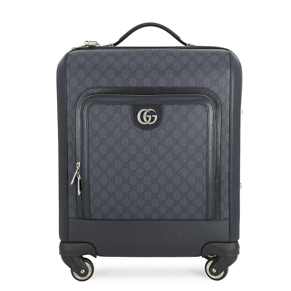 GUCCI Cabin Trolley GG Supreme Carry Bag Navy/Black693646 PVC Leather