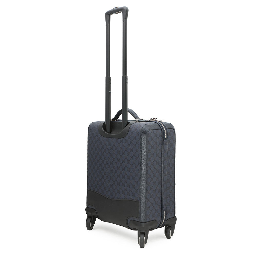 GUCCI Cabin Trolley GG Supreme Carry Bag Navy/Black693646 PVC Leather