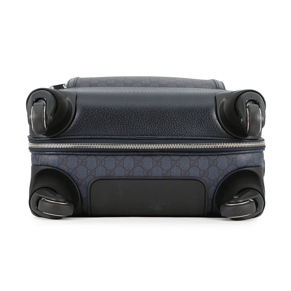 GUCCI Cabin Trolley GG Supreme Carry Bag Navy/Black693646 PVC Leather