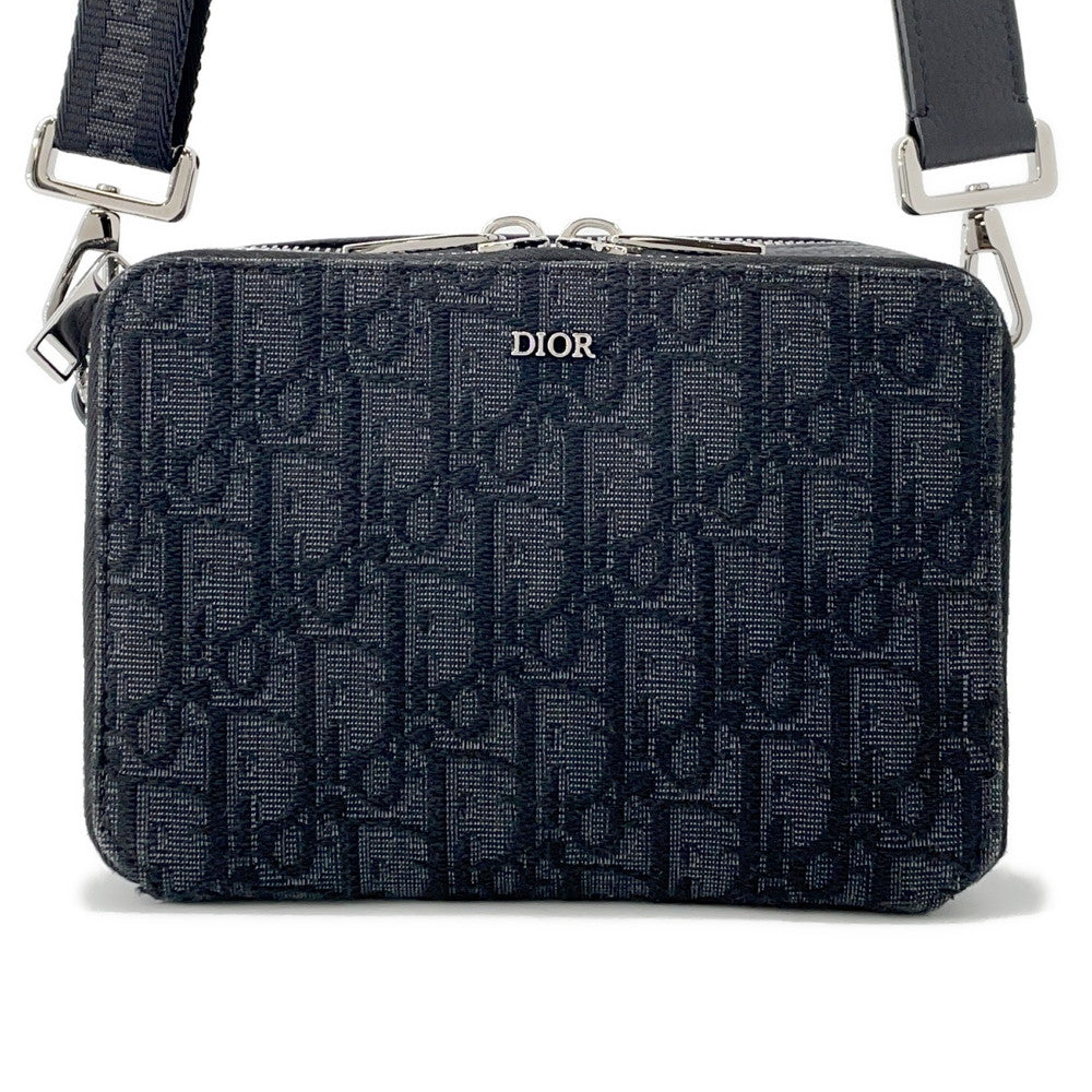 Dior Shoulder Bag Oblique Jacquard Pouch Black2OBBC119YSE Leather Canvas