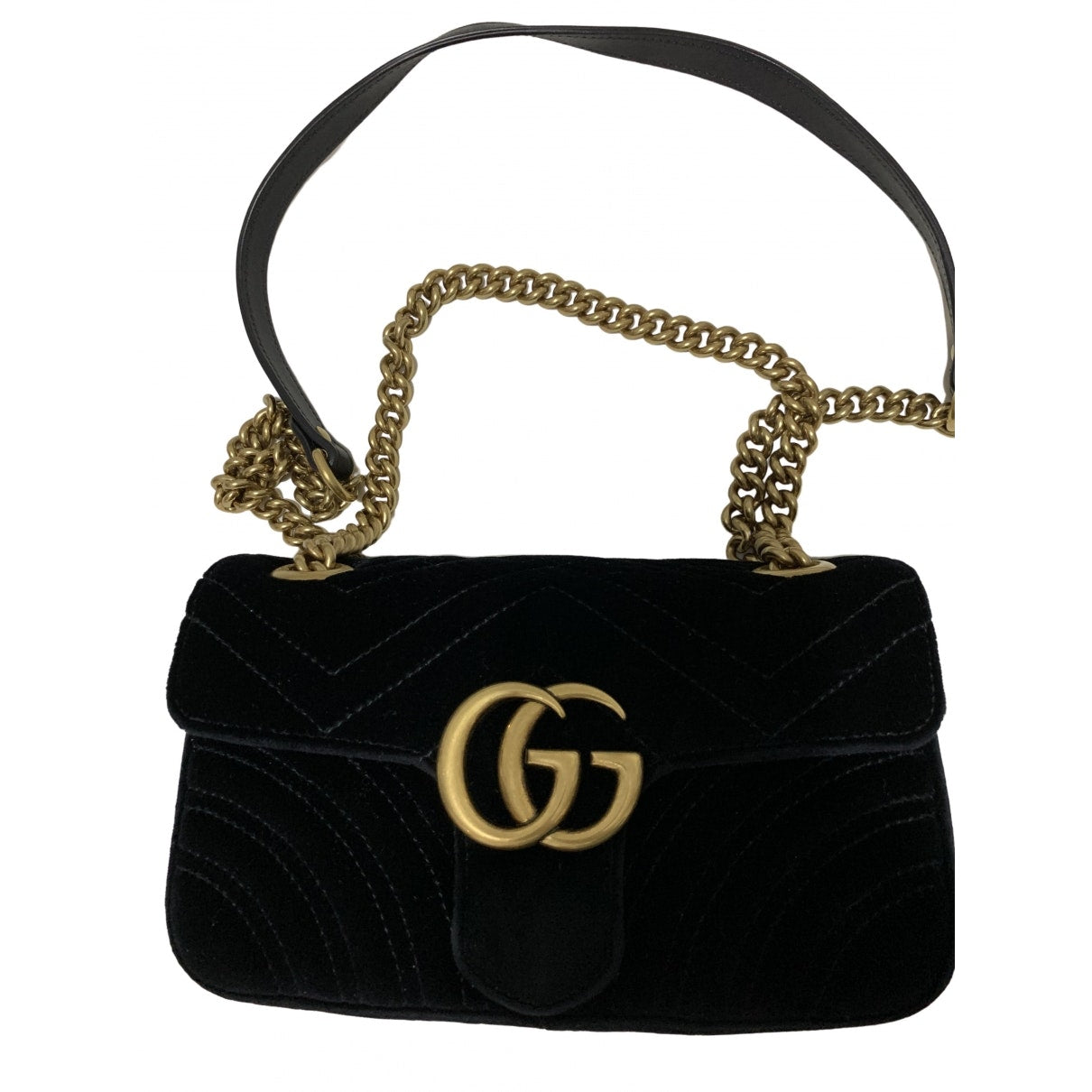 Gucci marmont black velvet handbag