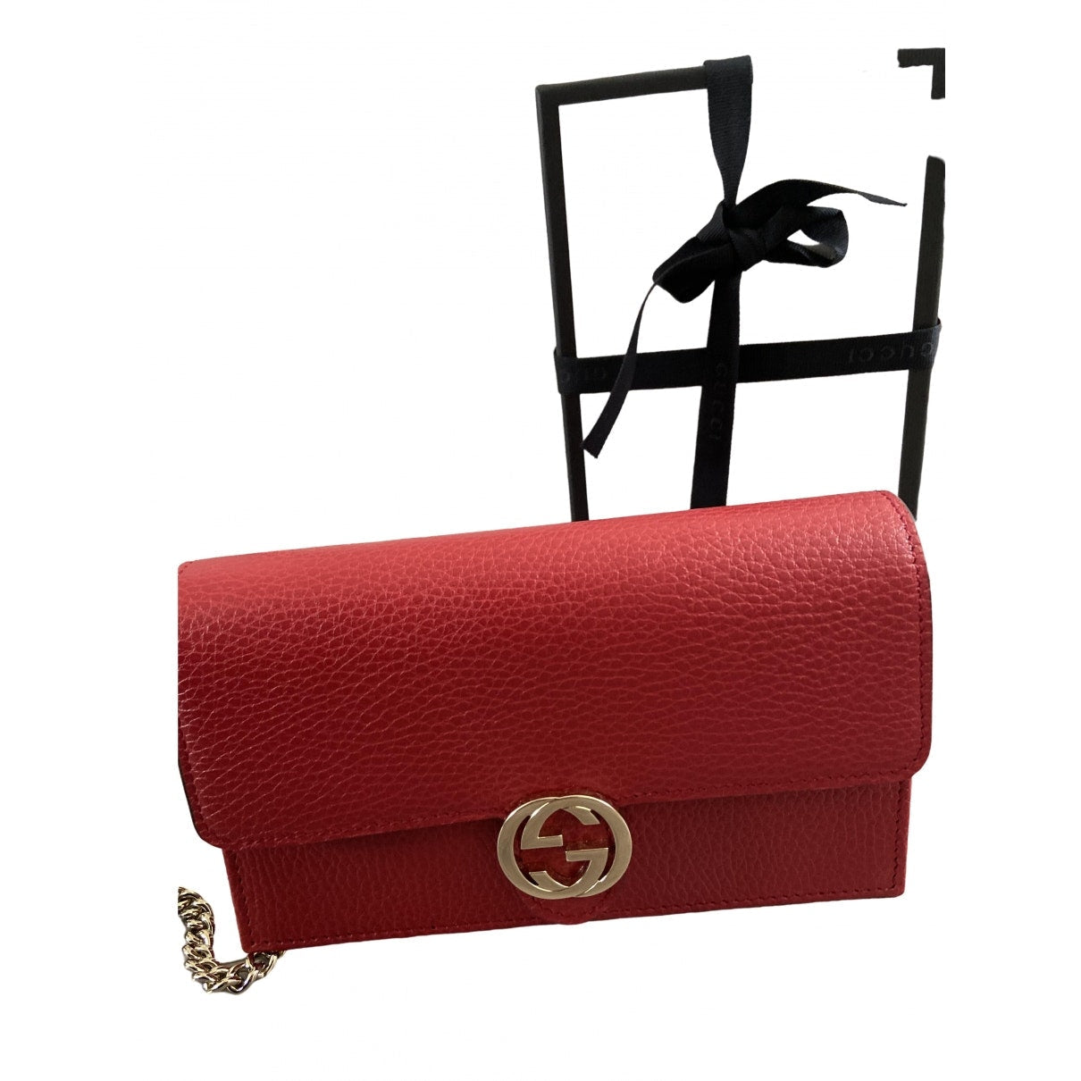 Gucci interlocking red leather handbag
