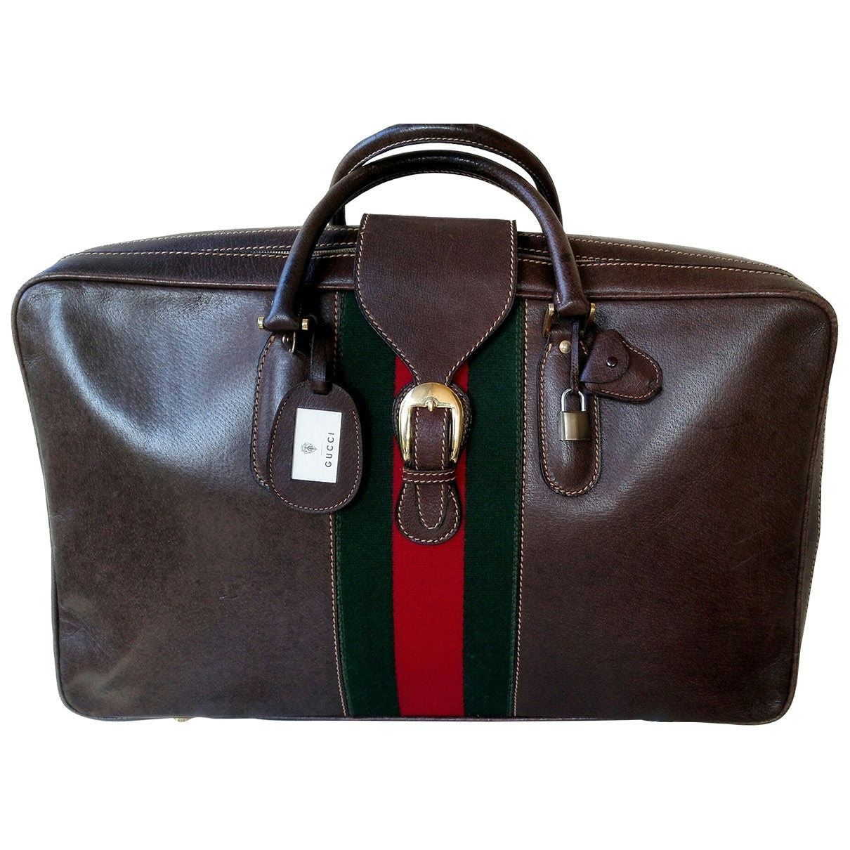 Gucci brown leather travel bag