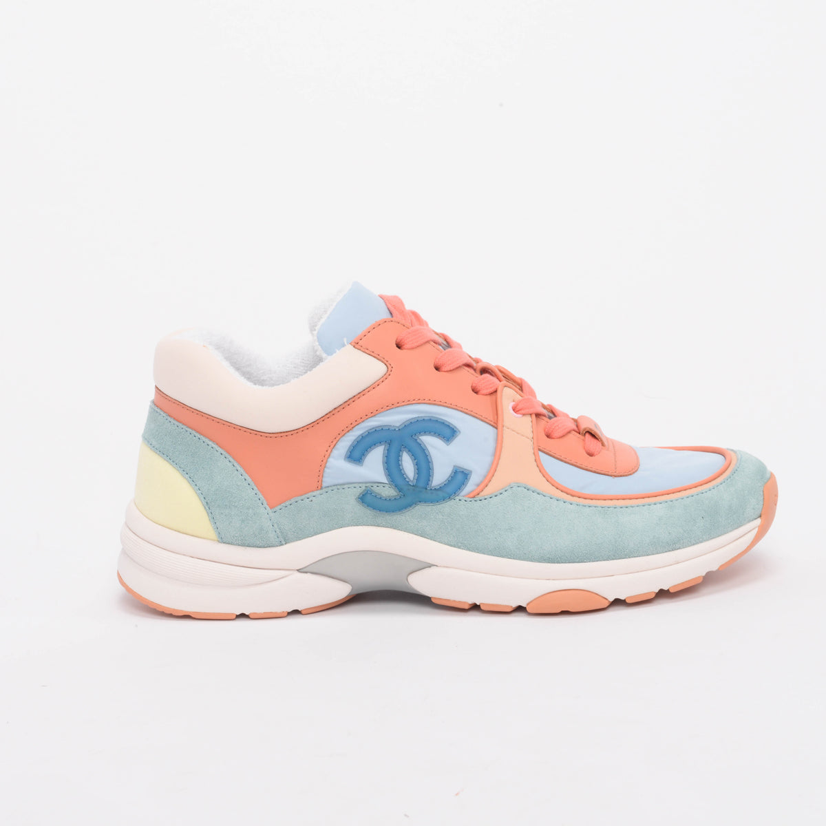 Chanel Blue Mixed Fibers CC Trainer Sneakers 40 for Women