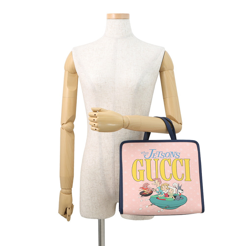 GUCCI Children's The Jetsons Tote Bag Pink/Navy605614 GG Supreme Leather