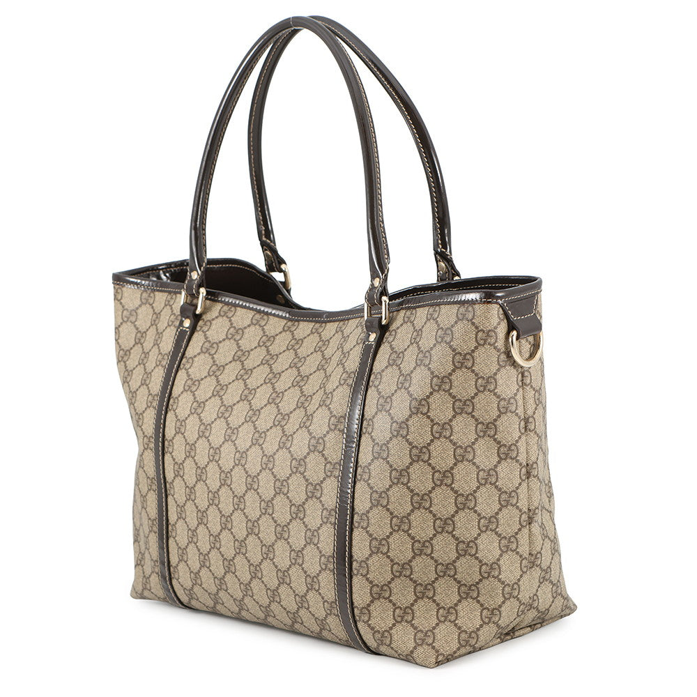GUCCI GG Supreme Tote Bag Beige/Brown197953 GG Supreme Patent Leather