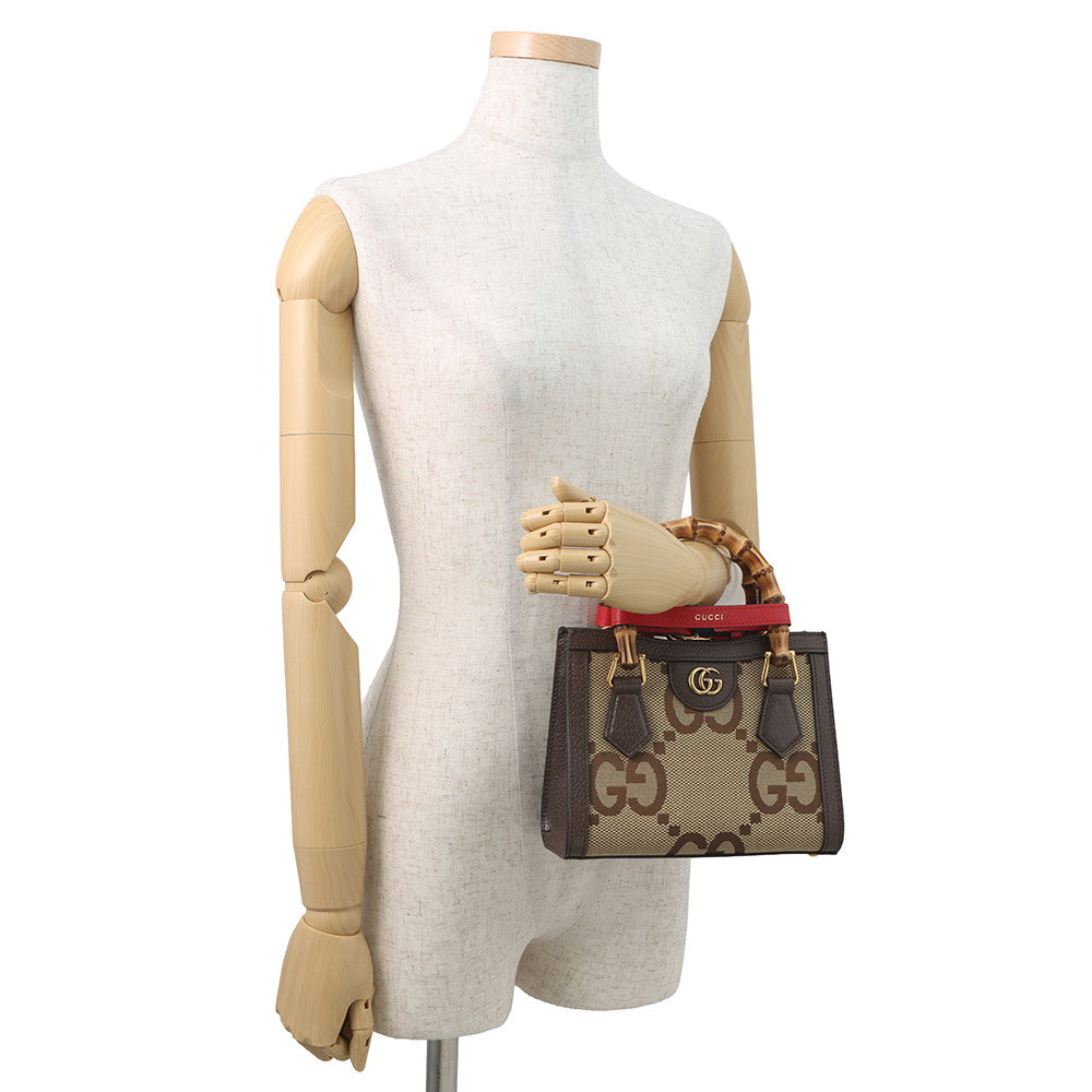 GUCCI Diana Jumbo GG 2-Way Bag Beige/Brown655661 GG Canvas Leather Size Mini