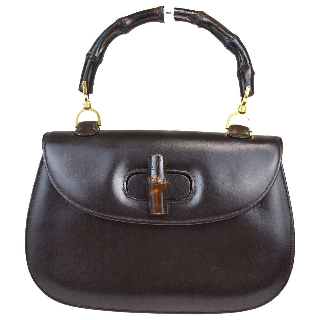 Gucci bamboo black leather handbag