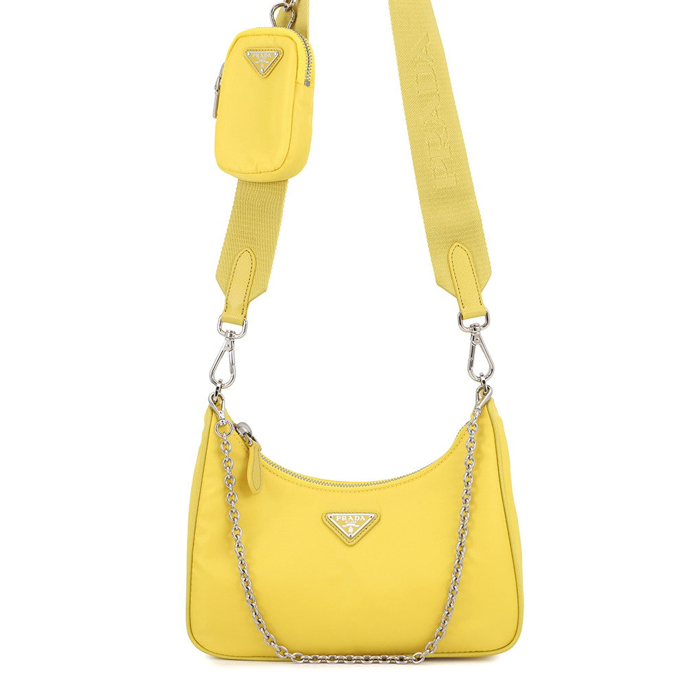 Prada Shoulder Bag Re-Edition Re- Yellow1BH204 Leather Nylon