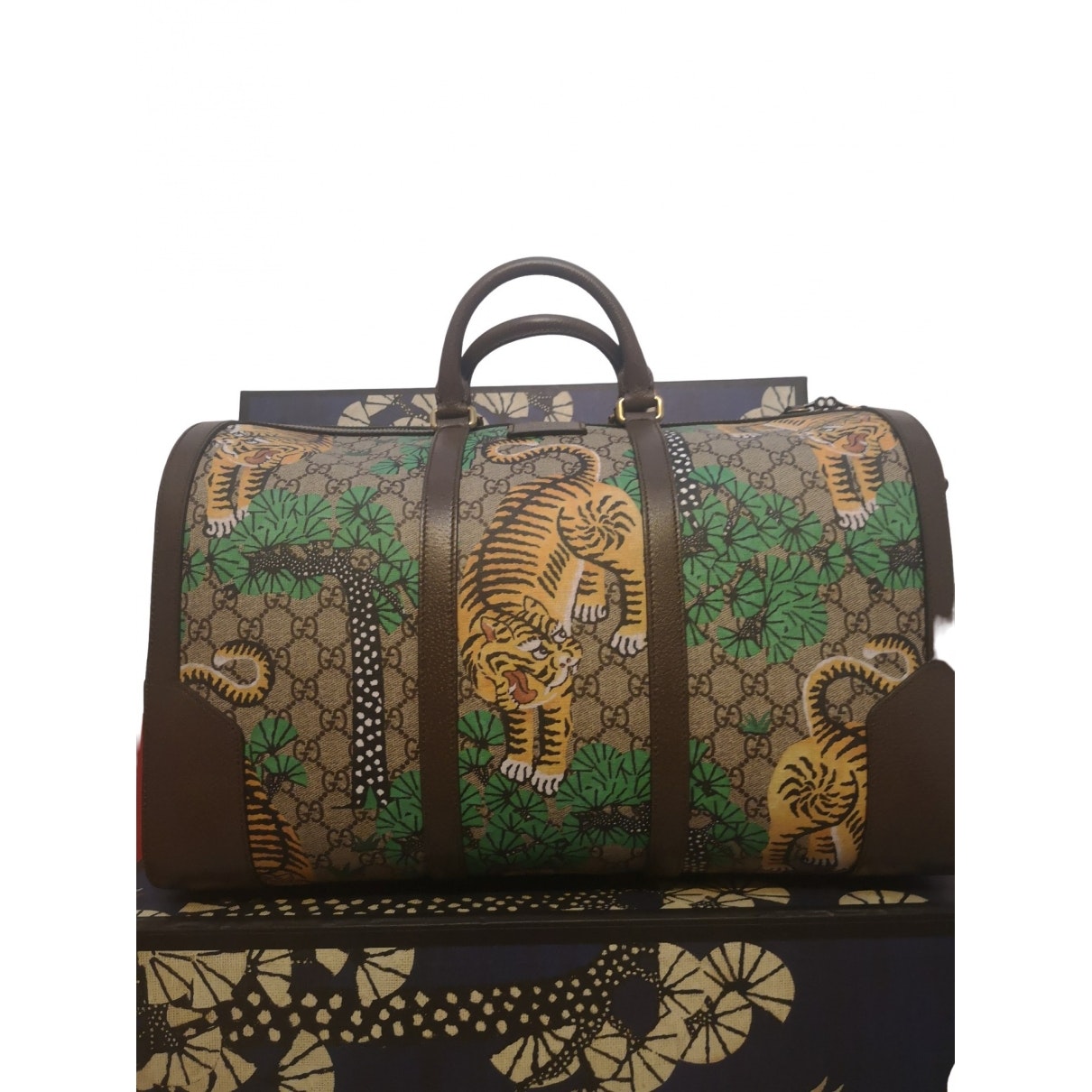 Gucci beige cloth travel bag