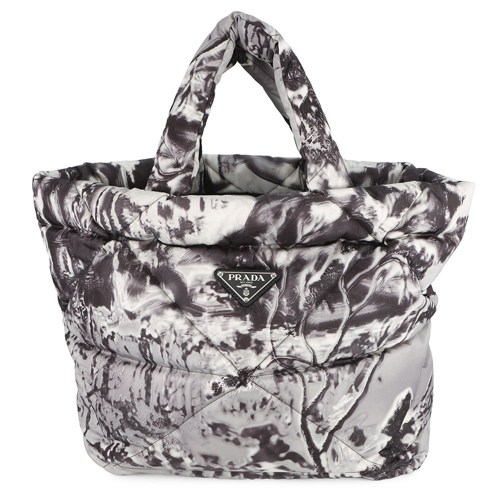 Prada Tote Bag Re- Padded Print Gray2VG082 Nylon Quilted