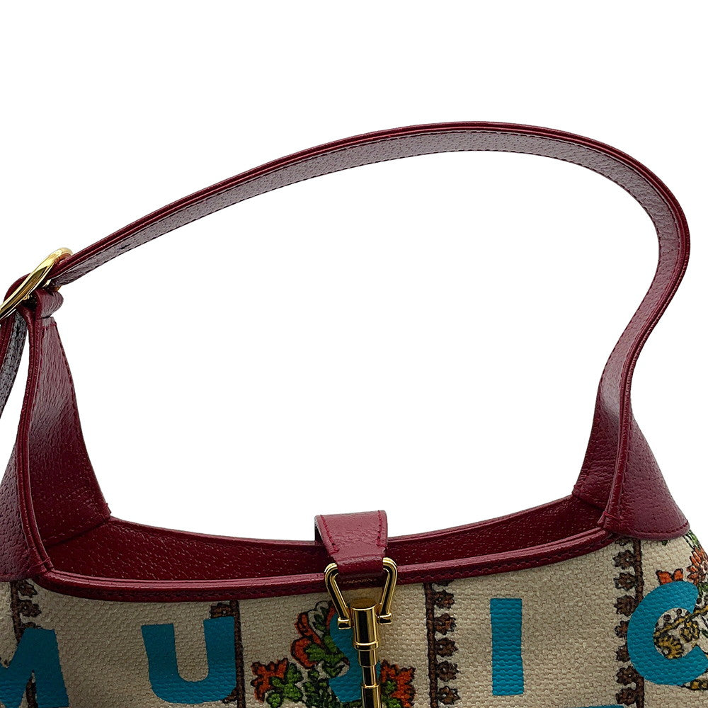 GUCCI Centennial Jackie 1961 Hobo Bag Ivory/Red636706 Canvas Leather Size Small