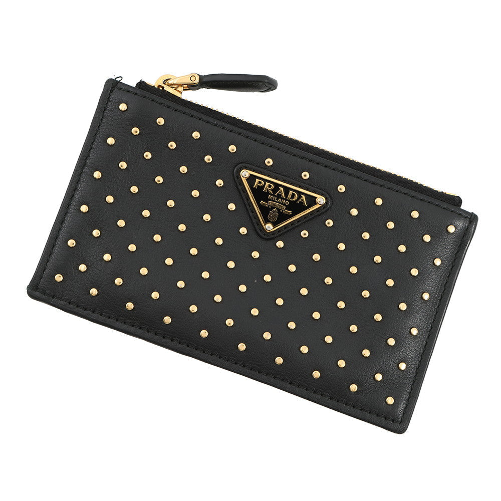 Prada Studded Fragment Case Black1MC086 Leather Handbag