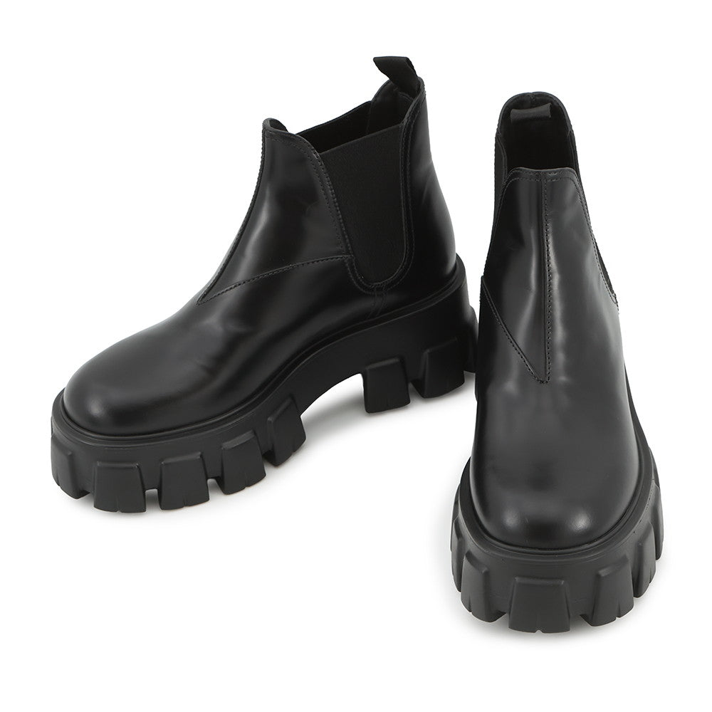 Prada Monolith Side Gore Boots Black1T725L Rubber Leather Shoes