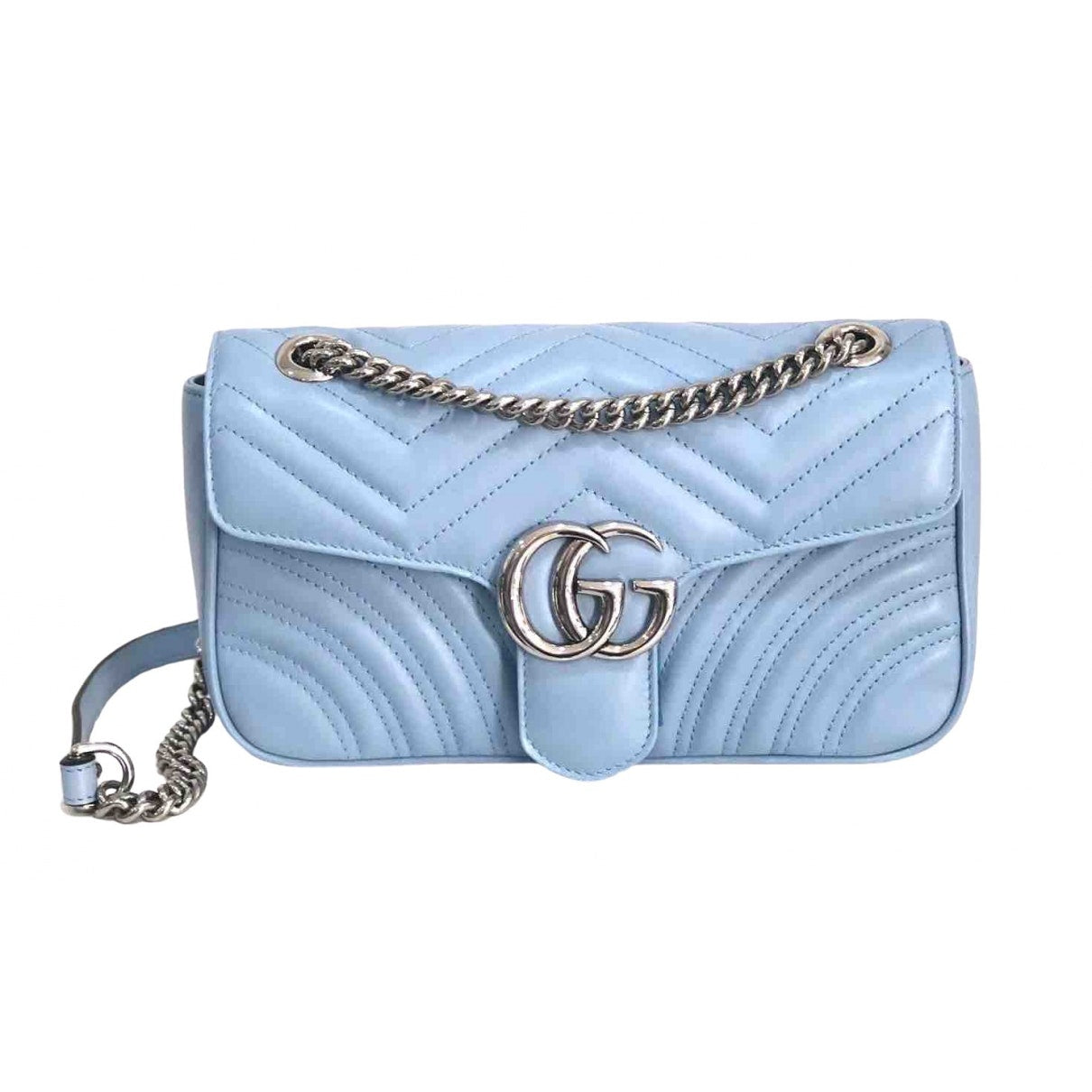 Gucci marmont blue leather handbag