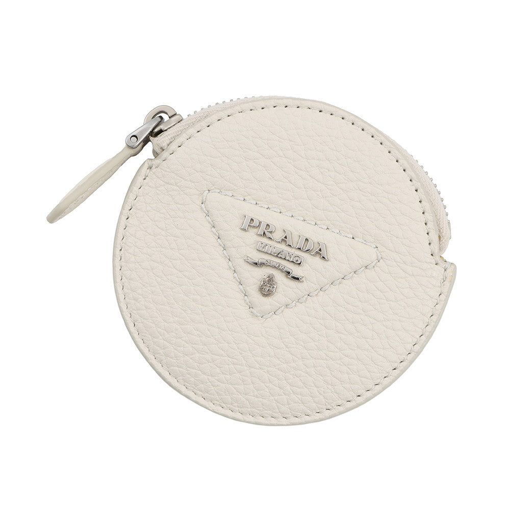 Prada Triangle Coin purse White1MM006 Leather Logo Handbag