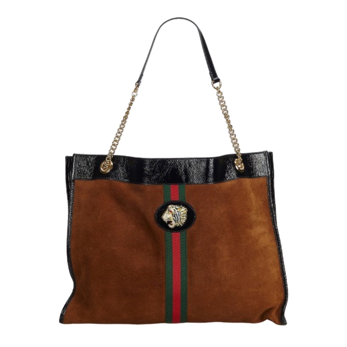 Gucci rajah brown suede handbag