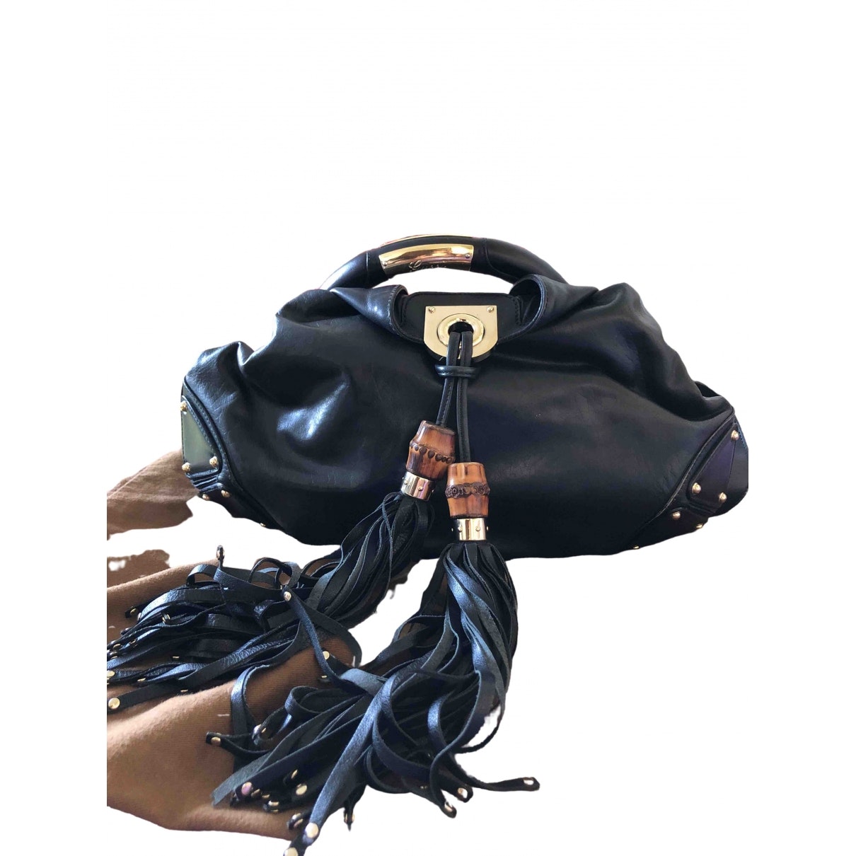 Gucci hobo black leather handbag