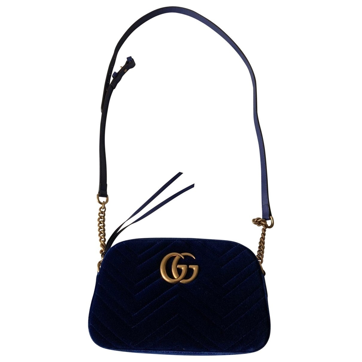 Gucci marmont blue velvet handbag