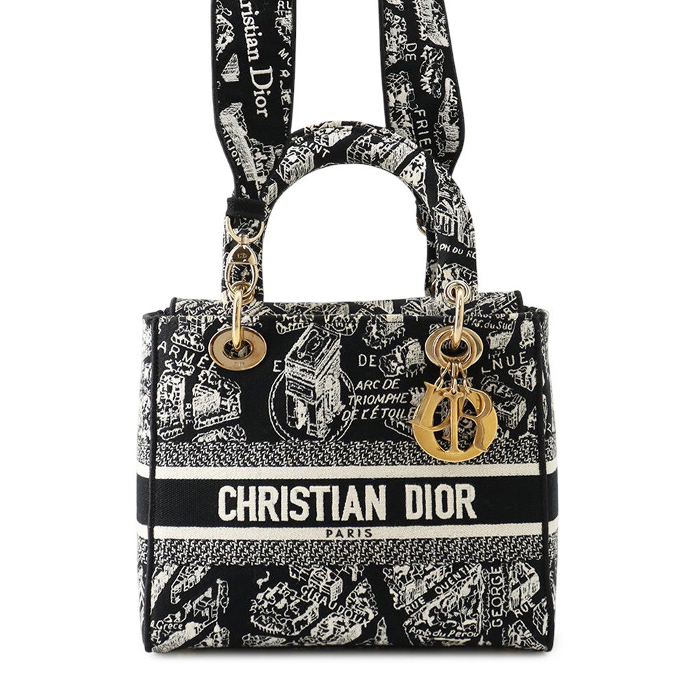 Dior Handbag Lady Dee Light WhiteM0565OOMP M993 Canvas Black