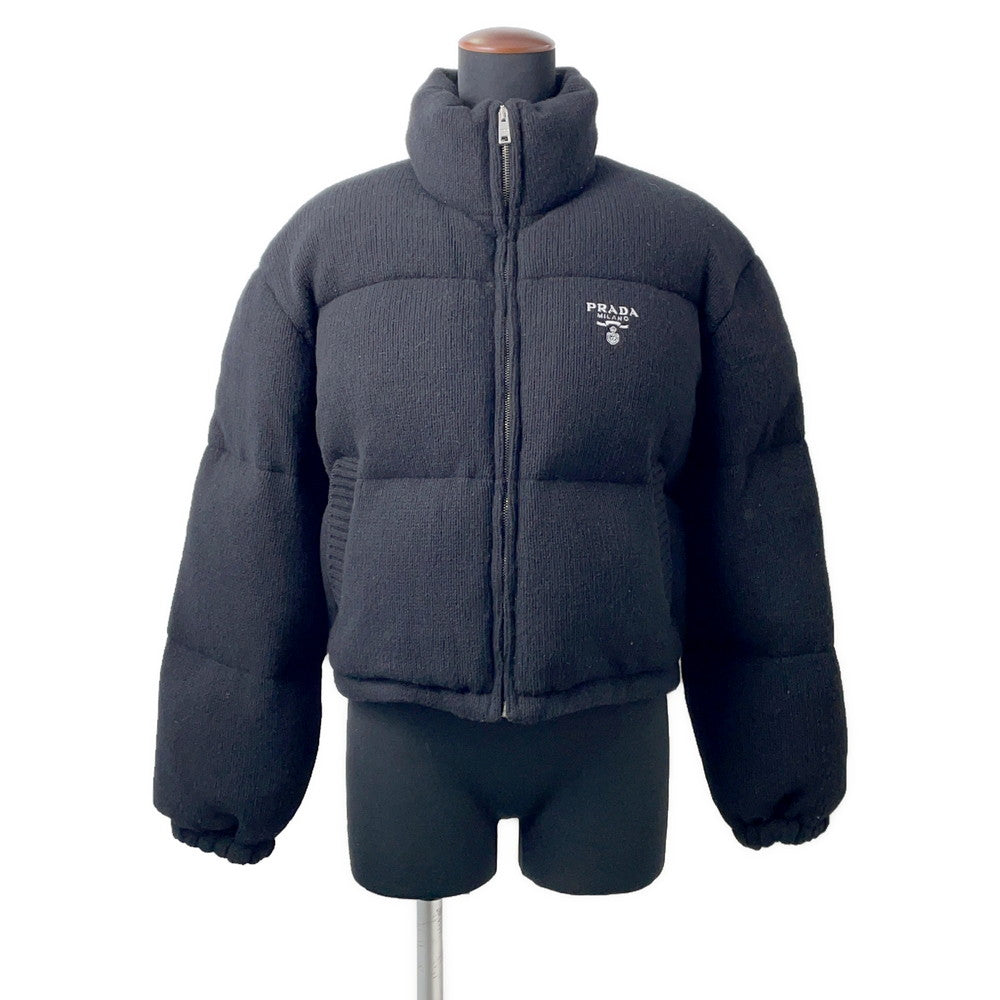 Prada Knitted Down Jacket % Cashmere30% Black Handbag