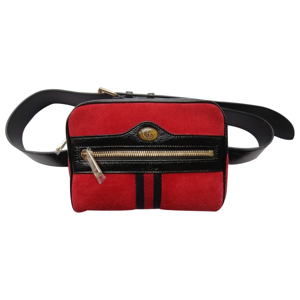 Gucci red suede clutch bag