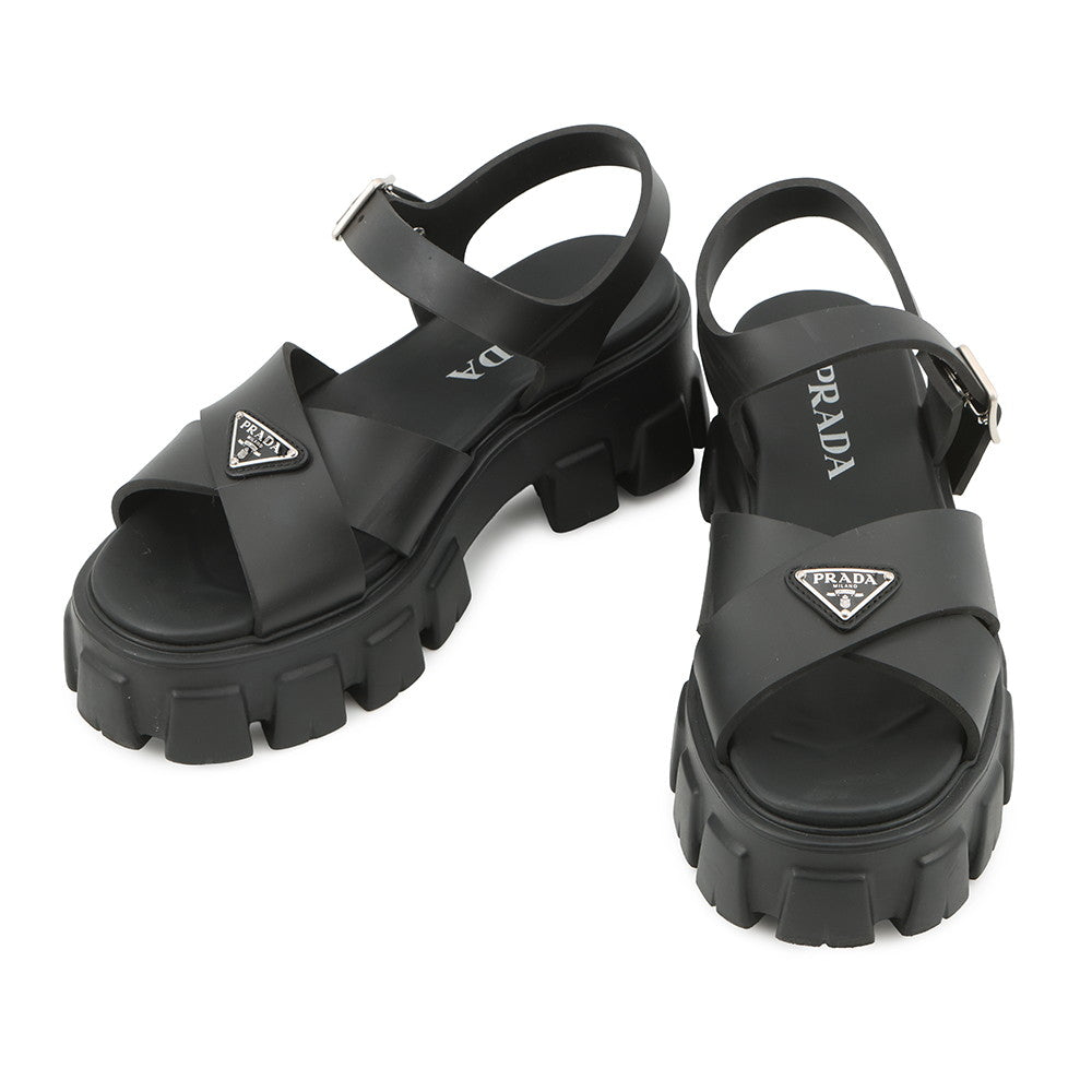 Prada Monolith Sandals Black1X382N Rubber Shoes