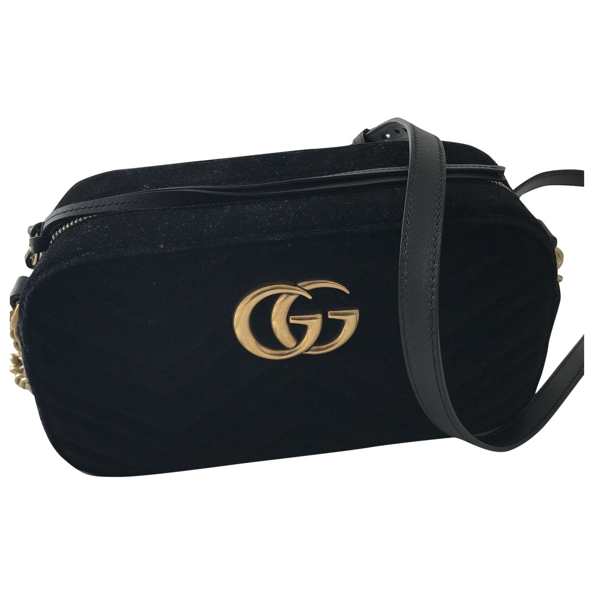 Gucci marmont black velvet handbag