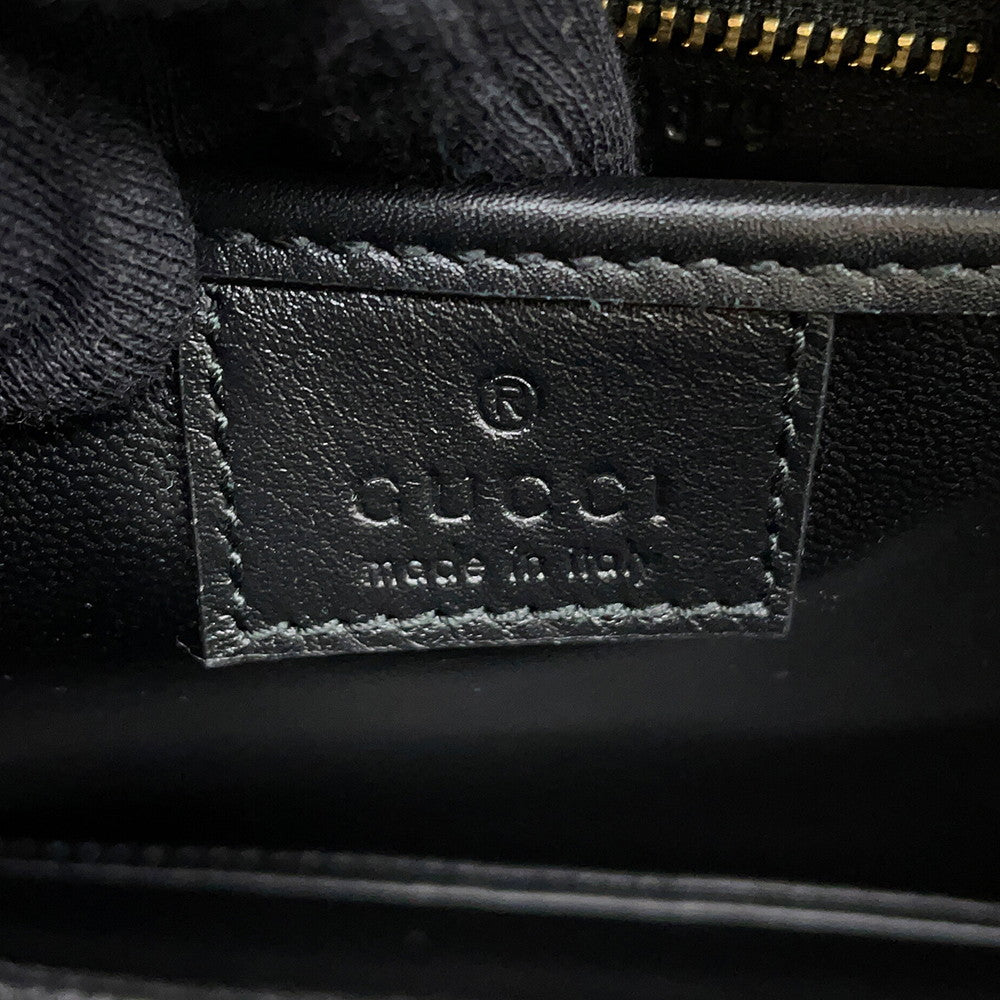 GUCCI Bamboo 1947 Top Handle Black827815 Champagne GoldHardware Size Small