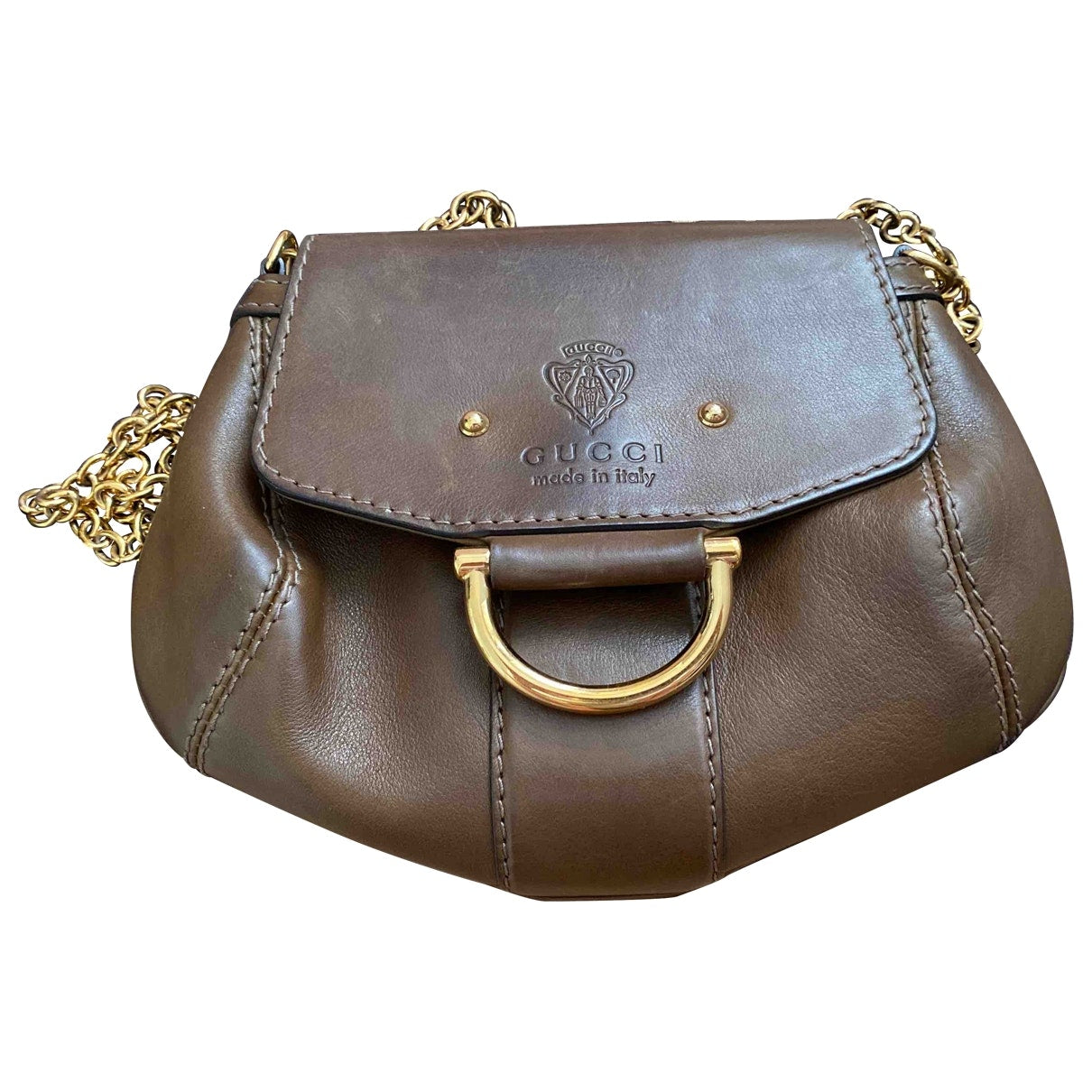 Gucci khaki leather handbag