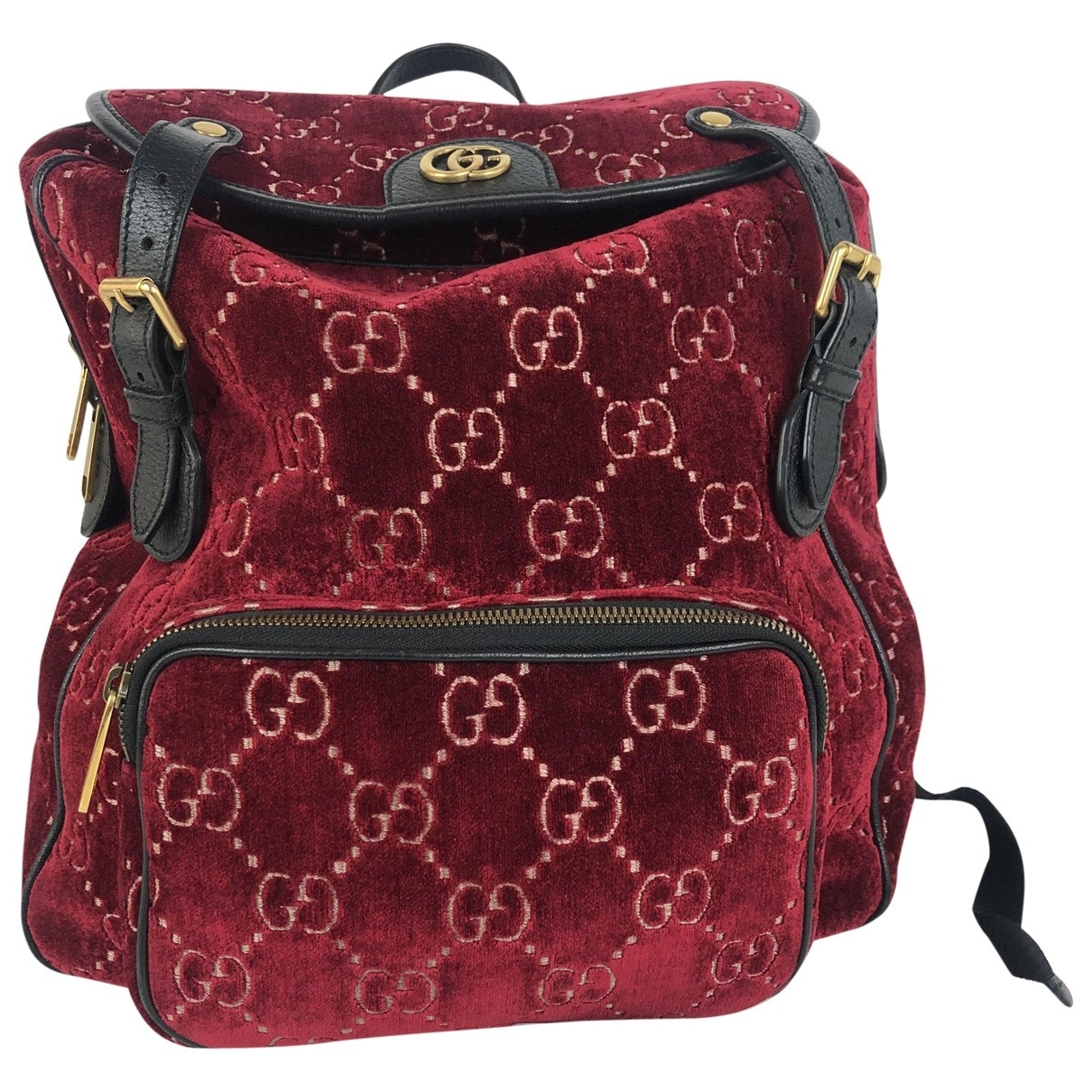 Gucci burgundy velvet backpacks